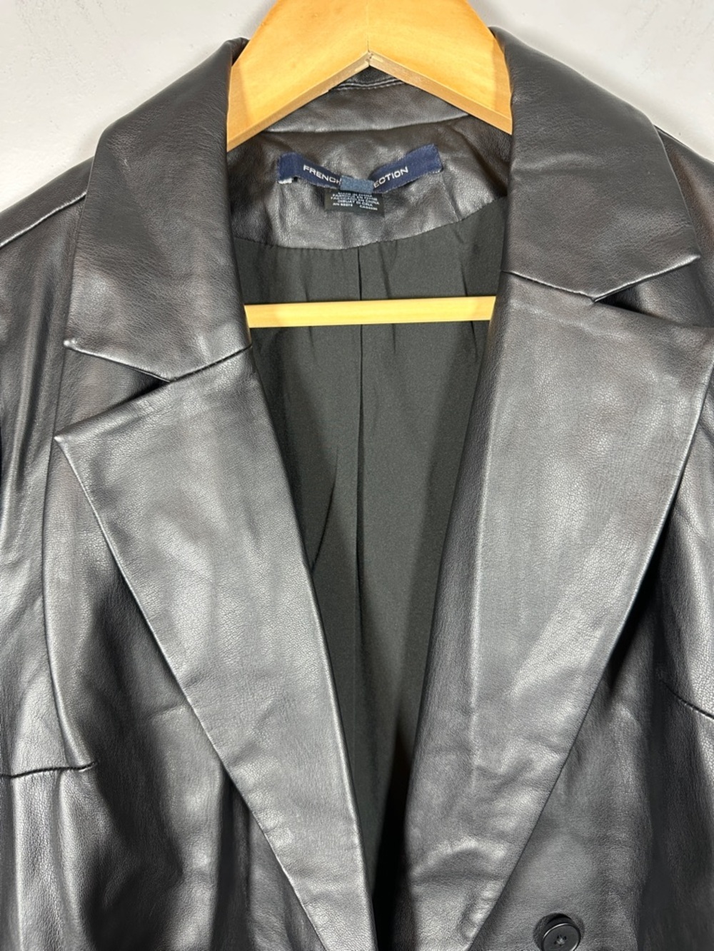 French Connection Black Faux Leather Blazer Jacket Women’s Size 2 - Picture 8 of 10